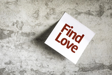 Find Love on Paper Note on texture background