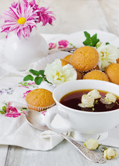 tea and cupcakes on the table