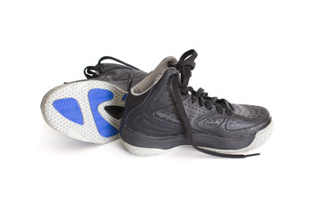 High-top black basketball shoes, sneakers