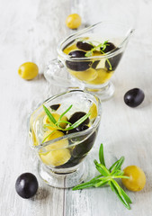 appetizing olive oil with olives