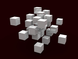 Abstract geometric shapes from cubes - 3d render.