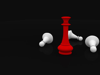 Chess king standing - game over - 3d render.