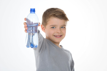 kid with a cointaner of water