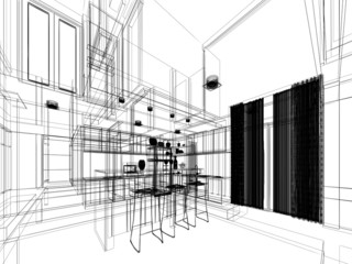 abstract  sketch design of interior kitchen