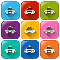 Buttons with police cars