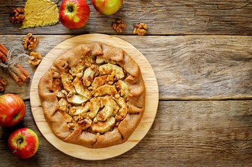 rye galette with apple, cinnamon and walnuts
