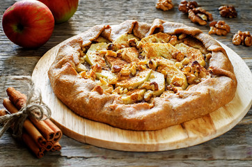 rye galette with apple, cinnamon and walnuts