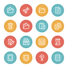 Document web icon set 2, color circle buttons