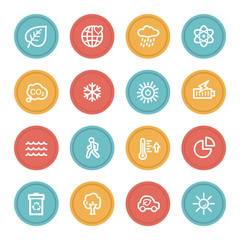 Green ecology web icon set 2, color circle buttons