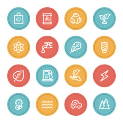 Green ecology web icon set 3, color circle buttons
