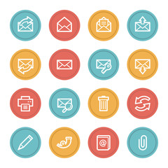 Email web icons, color circle buttons
