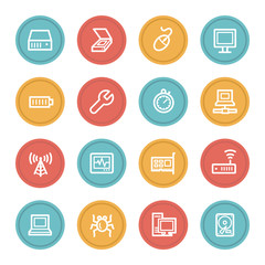 Computer components web icon set 2, color circle buttons