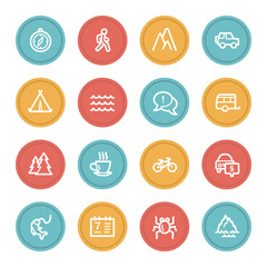 Travel web icon set 3, color circle buttons