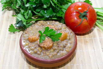 delicious lentils in the table