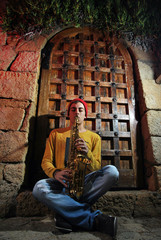 musician with his saxophone