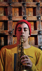 musician with his saxophone