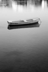 Small boat in black and white