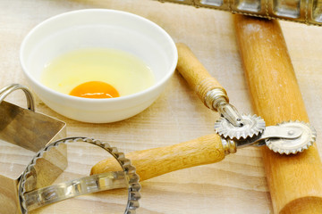 pasta maker utensils and ingredient