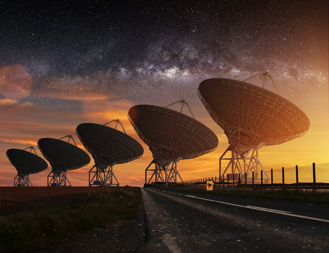 Radio Telescope view at night
