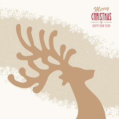 reindeer merry christmas snowy background