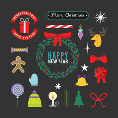 Christmas decoration set of typographic design elements