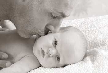 Dad and son face to face