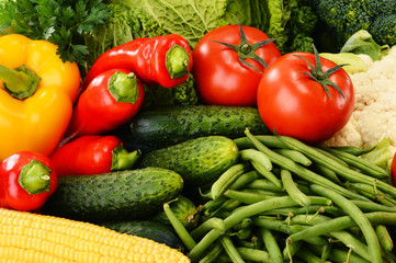 Variety of fresh organic vegetables. Detox diet