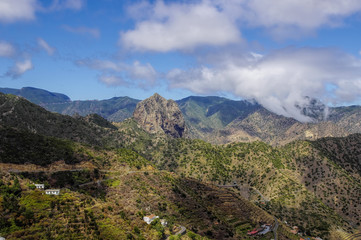 La Gomera - Roque El Cano above the town of Vallehermoso. Gomera