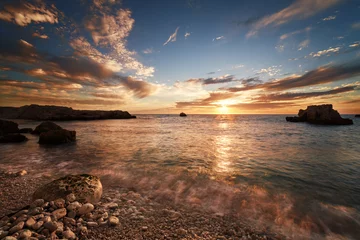 Foto op Plexiglas Kust Zeekust bij zonsondergang