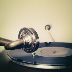 Vintage classic gramophone player needle record