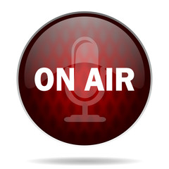 on air red glossy web icon on white background.