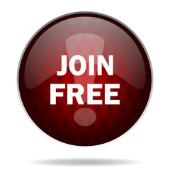 join free red glossy web icon on white background.