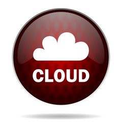 cloud red glossy web icon on white background.