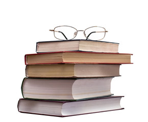 Books and glasses isolated