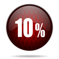 10 percent red glossy web icon on white background.