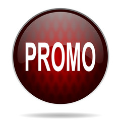 promo red glossy web icon on white background.