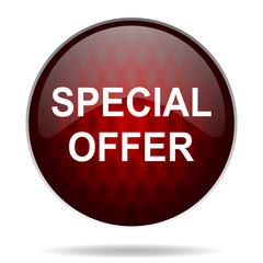 special offer red glossy web icon on white background.