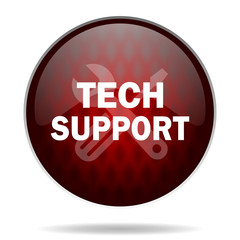 technical support red glossy web icon on white background.