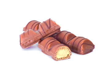 Chocolate bar on white background