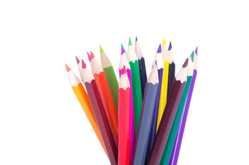Fototapeta premium Colour pencils isolated on white background close up