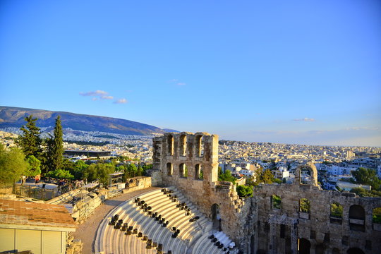 Odeon Herodes Atticus And Philopappus Hill
