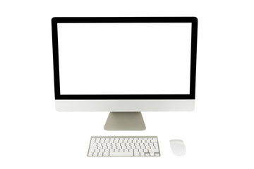 Computer display with blank screen and wireless keyboard