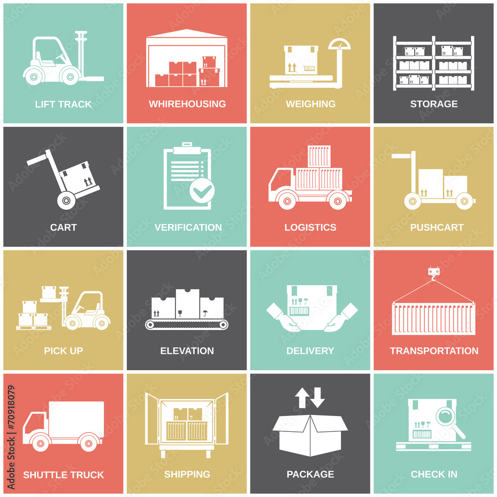 Canvas Prints warehouse icons flat