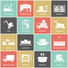 Warehouse icons flat