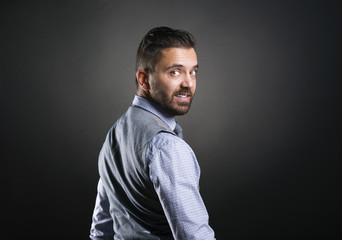 Fototapeta premium Hipster businessman in studio