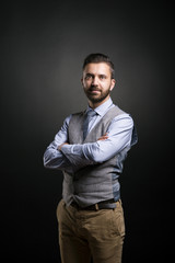 Hipster businessman in studio