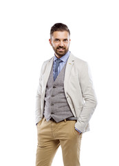 Hipster businessman in studio