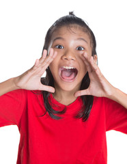 Young Asian Malay girl with shouting expression
