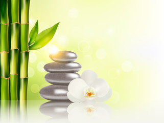 Plakat Spa background with bamboo and stones.Vector