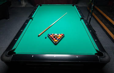 Table for billiards and ball top view